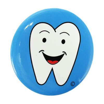 Zahn Button mit Zahn-Motiv zum Anstecken - ca. 4,5 cm