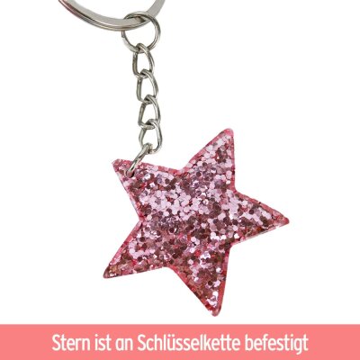 Stern Schlüsselanhänger glitzernd - 4fach sortiert - ca. 3,8 cm