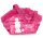 Tragetasche &quot;Barbie Pudel Sequin&quot;, pink mit wei&szlig;em Pudelbild, Kunstleder mit Pl&uuml;schrand, 32 x 19 x 1