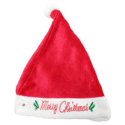 Weihnachtsmannmütze mit Licht & "Merry...