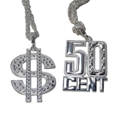 Dollarzeichen Kette & 50 Cent Kette - 2er Set