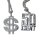 Dollarzeichen Kette &amp; 50 Cent Kette, 42x5 cm