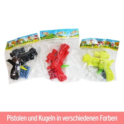 Kinder Kugelpistole Spielzeug mit 12 Kugeln - ca. 6,5 cm