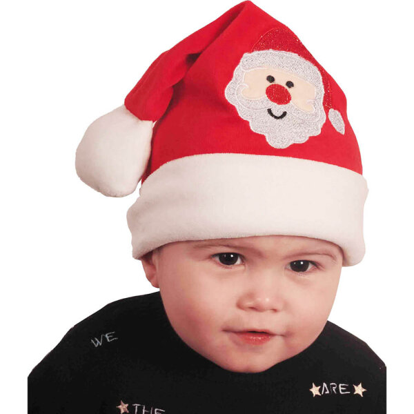Nikolausmütze mit glitzerndem Weihnachtsmannmotiv