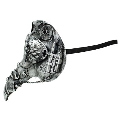 Maske Steampunk mit Krähenschnabel - silberfarben
