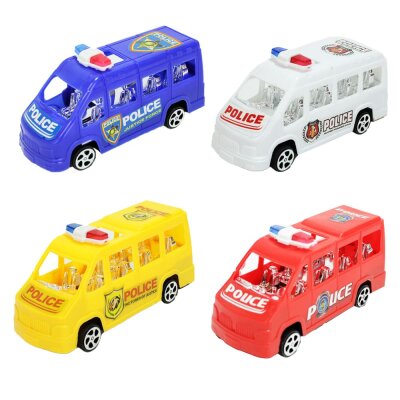 Polizeibus Spielzeug mit R&uuml;ckzug 4fach sortiert 14...