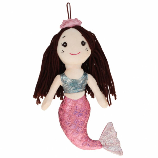 Meerjungfrau Puppe Stoff "Ariella" mit Glitzer - braun - 21 cm