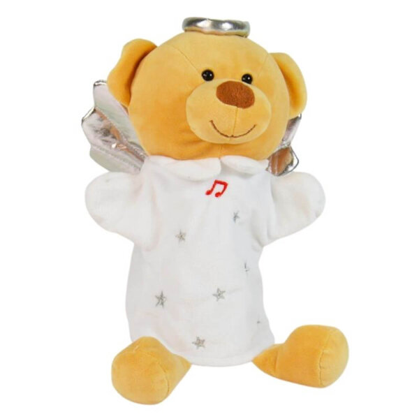 Musikhandpuppe "Teddybär" mit Engelsflügeln von Jolipu