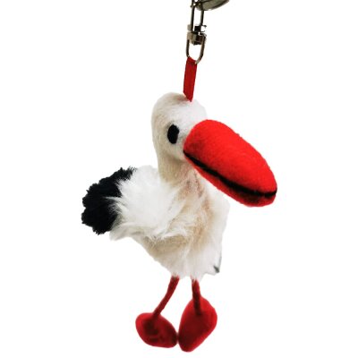 B-Ware Schlüsselanhänger Storch aus Plüsch