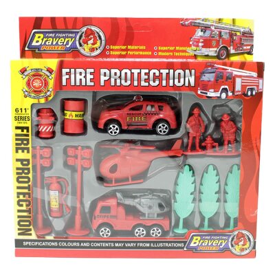 Feuerwehr Spielzeug Set mit Fahrzeugen und Zubehör in Box