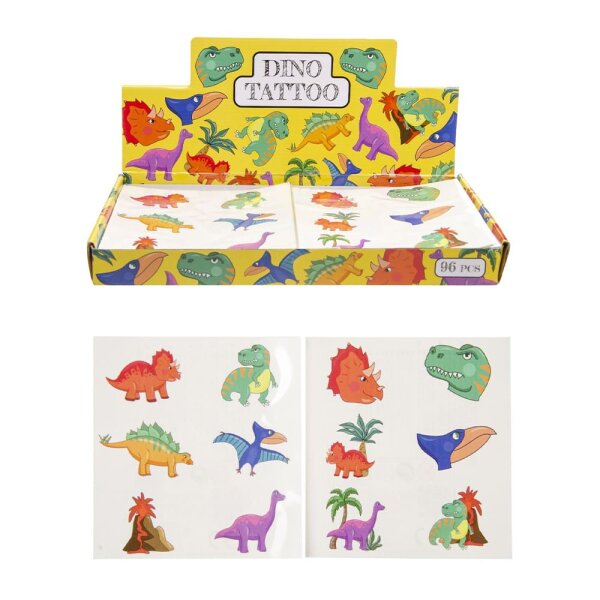 Kinder Tattoos Dinosaurier - 576 Stück in Box