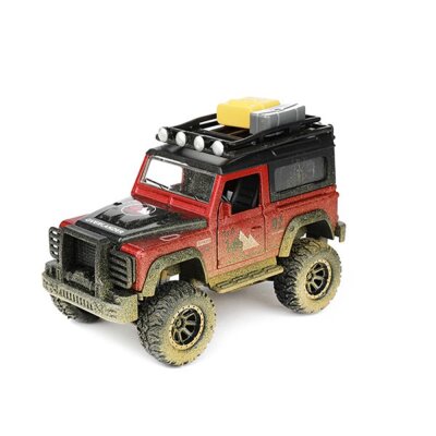 Spielzeug Geländewagen mit Wohnwagen-Anhänger und Friktionsmotor - ca. 9 - 13 cm