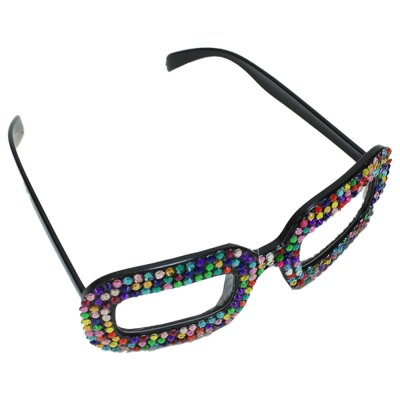 Glitzer Partybrille mit Strasssteinen aus Kunststoff - 2fach sortiert