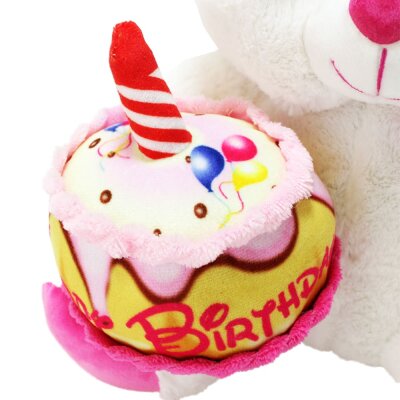 Teddy Geburtstag mit "Happy Birthday" Torte - 3 Größen wählbar