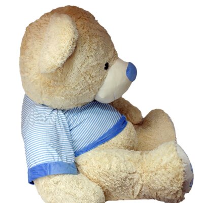 Teddy mit Shirt gestreift in hellblau - ca. 110 cm