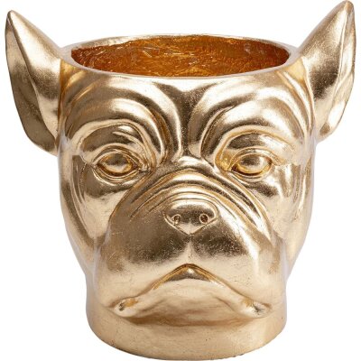Blumentopf Hund "Deko Bulldogge" Gold - ca. 37 cm
