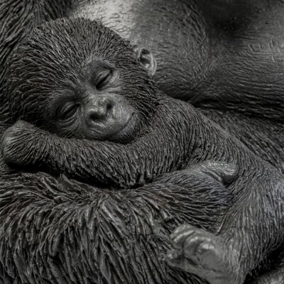 Gorilla Deko schwarz mit Baby - ca. 40 cm