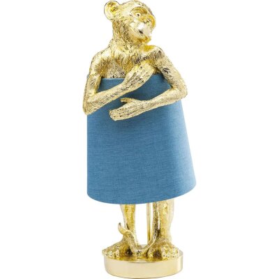 Tischlampe Affe in Gold & Blau - ca. 56 cm