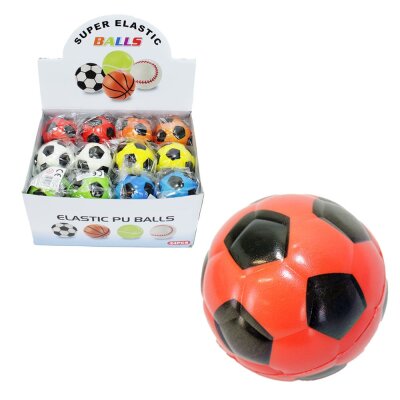 Knautsch Ball "Fußball" - 6fach sortiert - ca. 6,3 cm