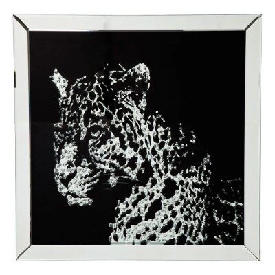 Rahmen mit Bild "Leopard" gespiegelter Rand -...