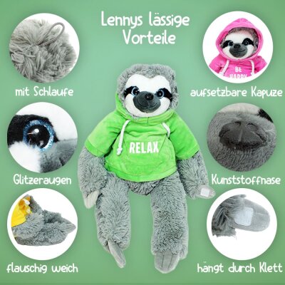 Faultier Stofftier mit Kleidung "Lenny" - 40 cm und 50 cm