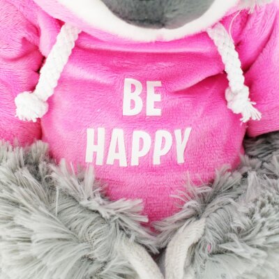 Faultier Kuscheltier rosa mit Pullover "Be happy" - ca. 50 cm