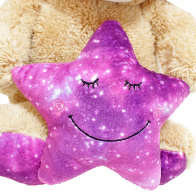 Teddy mit Stern und Mütze "lila" - ca. 25 cm