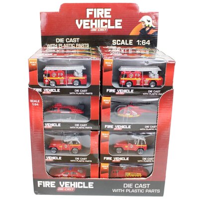Feuerwehr Spielzeugautos und Hubschrauber - Verhältnis 1:64