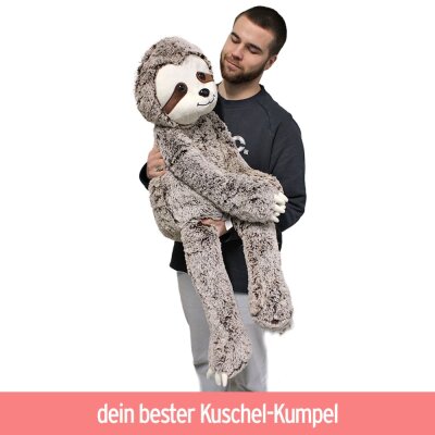 Faultier Kuscheltier 100 cm XXL mit Klettband an Händen