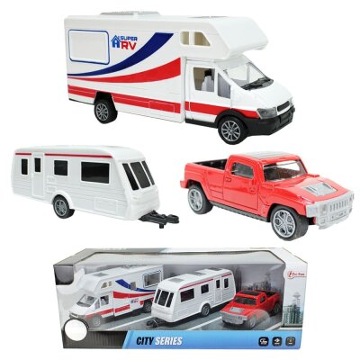 Wohnwagen Spielzeug Auto Set Camping mit Rückzug-Antrieb