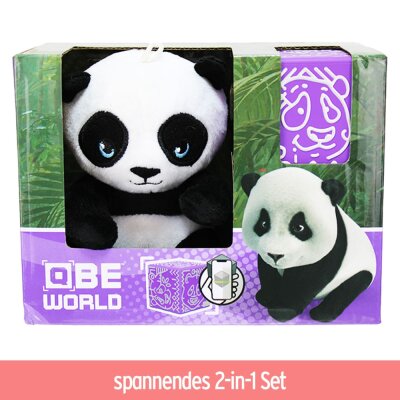 Panda Plüschtier klein in Box mit Spielzeug