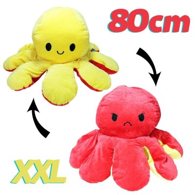 Oktopus Kuscheltier groß XXL 80cm "Tanja" - gelb-rot