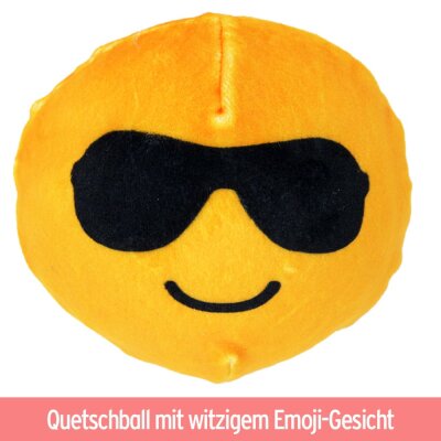 Plüsch-Ball mit coolem Emoji mit Sonnenbrille - ca. 9 cm