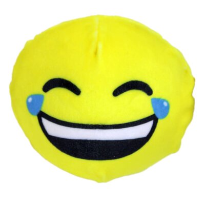 Tränenlachender Smiley Quetschball aus Plüsch - ca. 9 cm