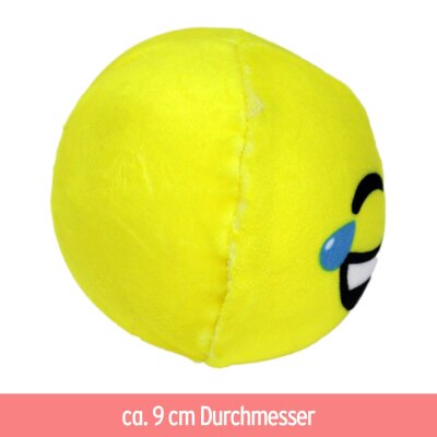 Tränenlachender Smiley Quetschball aus Plüsch - ca. 9 cm