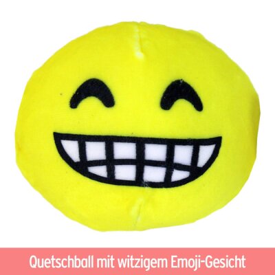 Squeezeball mit dauergrinsenden und zähnezeigenden Smiley - ca. 9 cm