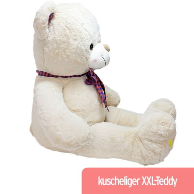 Kuscheltier Teddybär groß "beige" mit Fußabdrücken - ca. 105 cm