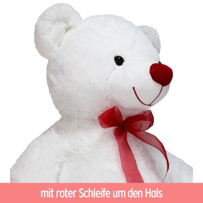 Großer weißer Teddybär mit roter Schleife - ca 100 cm