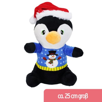 Plüschtier Pinguin im Weihnachts-Look - ca. 25 cm