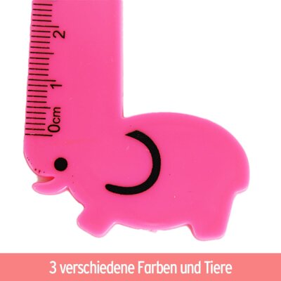 Lineal 15 cm mit Tiermotiven für Kinder