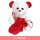 Weißer Teddybär klein mit rotem Sack zum Befüllen - ca. 19 cm