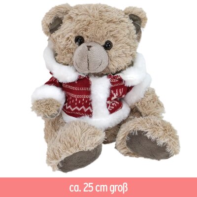 Plüsch Winter Teddybär mit Weihnachtsjacke - ca. 25 cm