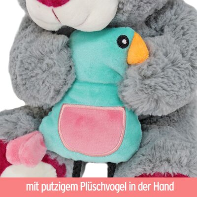 Teddybär "Dieter" grau mit Vogel in Händen - ca. 28 cm