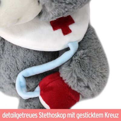 Kuscheltier Arzt Teddy mit Spritze und Stethoskop - ca. 30 cm