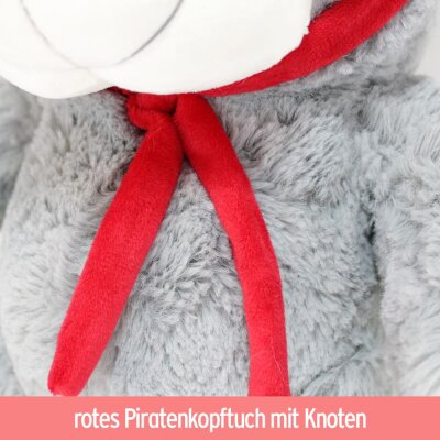 Piratenbär Teddy aus Plüsch in grau - ca- 33 cm