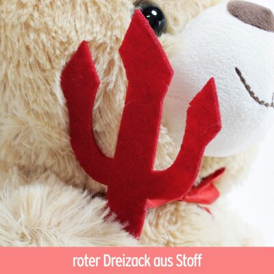 Teddybär Teufel "Gerd" beige mit Dreizack und Hörner - ca. 30 cm