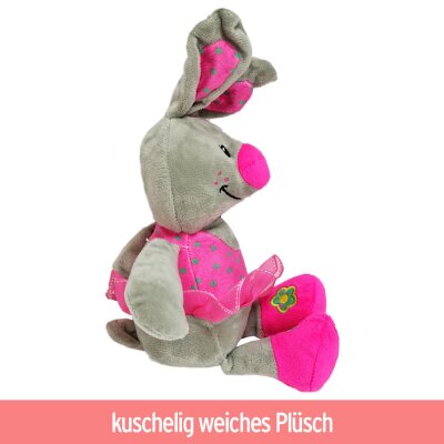 Kuscheltier Hase rosa Kleid und Nase mit Muster - ca. 30 cm