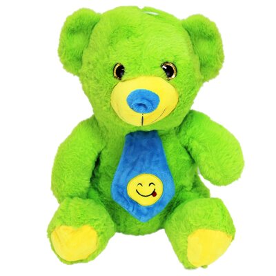 Teddy grün mit Smiley auf Krawatte - ca. 33 cm