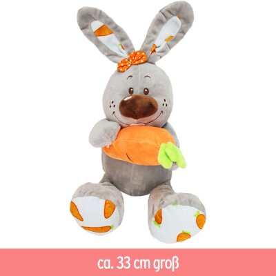 Kuscheltier Hase mit Karotte - Farbe grau - ca. 33 cm
