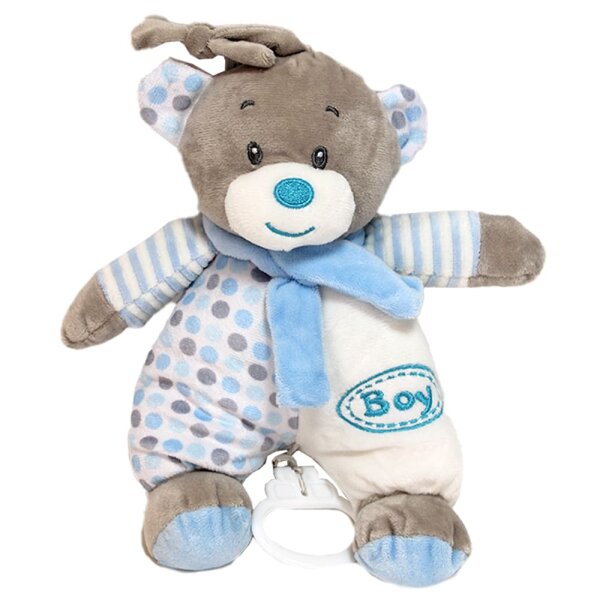 Kuscheltier Spieluhr Teddybär mit Schal blau - ca. 24 cm